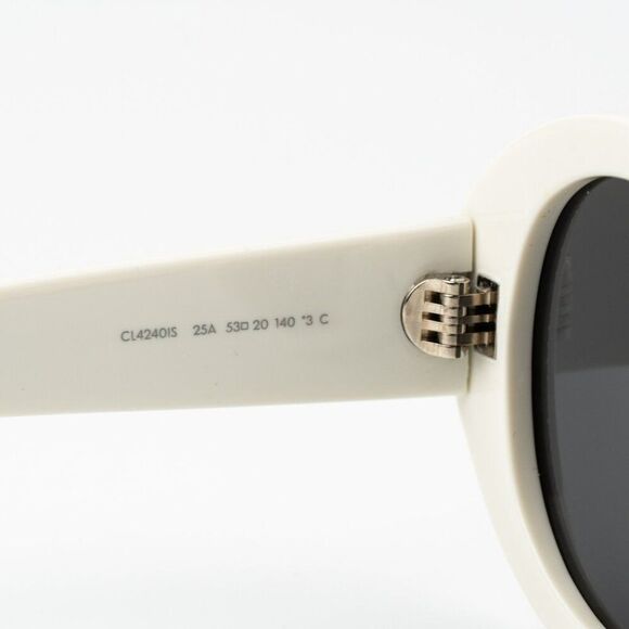 NEW Celine CL4240IS 25A ANIMATION Ivory Silver Studs Smoke Geometric Sunglasses